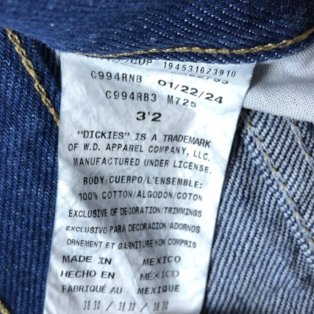 Dickies‎ Jeans Mens 38x30 Blue Regular Fit Straight Denim Medium Wash Workwear
